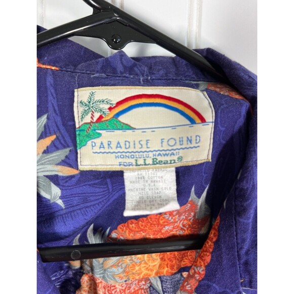Paradise Found Pineapple Hawaiian Shirt Men's Size L Hawaii LL Bean - Picture 3 of 4